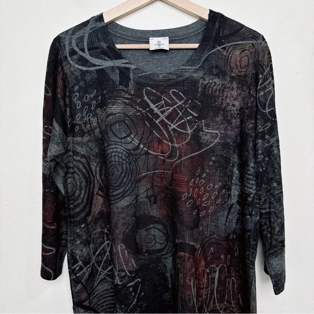 Inoah Womens Large Soft Stretchy 3/4 Aline Color Shade Top - Picture 5 of 15